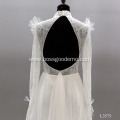 Lace Appliqued Long Sleeve princess wedding dress bridal gowns